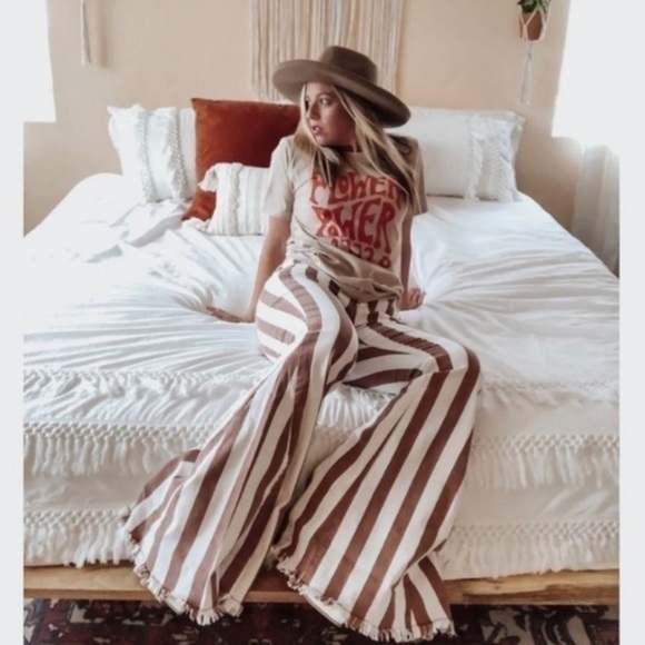 Haute Ellie Denim - BOHO BABE BOLD-Striped Denim Flare Jeans